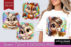 Easter Animals Square Tshirt Background - Cute Easter PNG Product Image 1