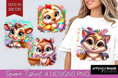 Easter Animals Square Tshirt Background - Cute Easter PNG Product Image 1