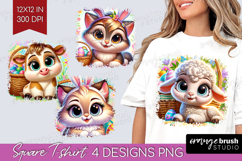 Easter Animals Square Tshirt Background - Cute Easter PNG Product Image 1