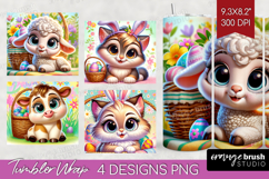 Easter Animals Tumbler Wrap - Cute Easter Tumbler PNG Product Image 1