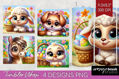 Easter Animals Tumbler Wrap - Cute Easter Tumbler PNG Product Image 1