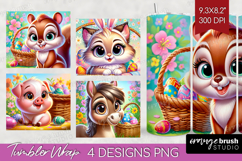 Easter Animals Tumbler Wrap - Cute Easter Tumbler PNG Product Image 1