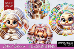 Easter Animals Wind Spinner Sublimation PNG - Cute Easter Product Image 1