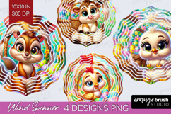 Easter Animals Wind Spinner Sublimation PNG - Cute Easter Product Image 1