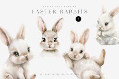 Easter Rabbits Spring Bunny Watercolor Clipart Product Image 1