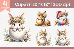 Cute Easter Bunny Clipart | Baby Animals in Eggs Product Image 1