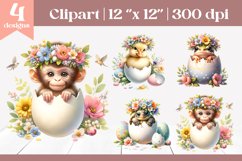 Easter Baby Animal Clipart | Cute Spring Sublimation Product Image 1