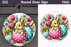 Easter Bunny Round Sign | Spring Door Hanger Product Image 1