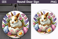 Easter Bunny Round Sign | Spring Door Hanger Product Image 1