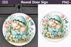 Easter Bunny Round Sign | Spring Door Hanger Product Image 1