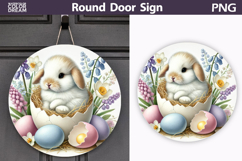 Easter Bunny Round Sign | Spring Door Hanger Product Image 1