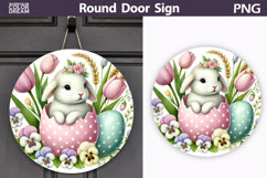 Easter Bunny Round Sign | Spring Door Hanger Product Image 1