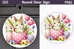 Easter Bunny Round Sign | Spring Door Hanger Product Image 1
