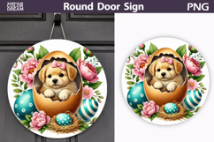 Easter Lamb Round Sign | Sheep Spring Door Hanger Product Image 1