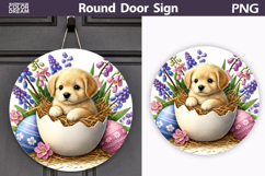 Easter Lamb Round Sign | Sheep Spring Door Hanger Product Image 1
