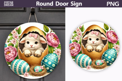 Easter Lamb Round Sign | Sheep Spring Door Hanger Product Image 1