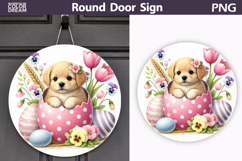 Easter Lamb Round Sign | Sheep Spring Door Hanger Product Image 1