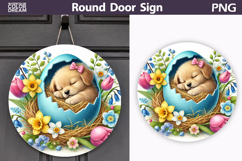 Easter Lamb Round Sign | Sheep Spring Door Hanger Product Image 1