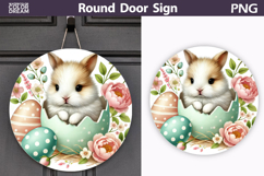 Easter Bunny Round Sign | Spring Door Hanger Product Image 1