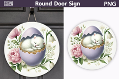 Easter Kitten Round Sign | Cat Spring Door Hanger Product Image 1