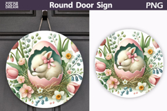 Easter Bunny Round Sign | Spring Door Hanger Product Image 1