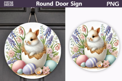 Easter Bunny Round Sign | Spring Door Hanger Product Image 1