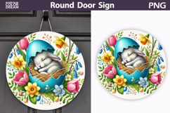 Easter Bunny Round Sign | Spring Door Hanger Product Image 1