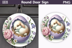 Easter Bunny Round Sign | Spring Door Hanger Product Image 1