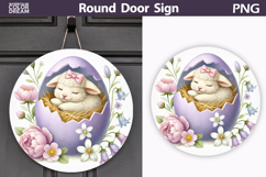 Easter Lamb Round Sign | Sheep Spring Door Hanger Product Image 1