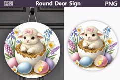 Easter Lamb Round Sign | Sheep Spring Door Hanger Product Image 1