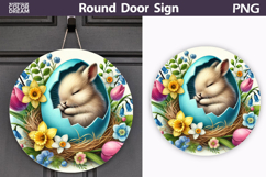 Easter Bunny Round Sign | Spring Door Hanger Product Image 1