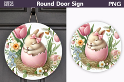 Easter Bunny Round Sign | Spring Door Hanger Product Image 1