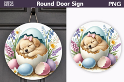 Easter Lamb Round Sign | Sheep Spring Door Hanger Product Image 1