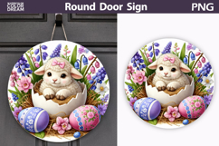 Easter Lamb Round Sign | Sheep Spring Door Hanger Product Image 1