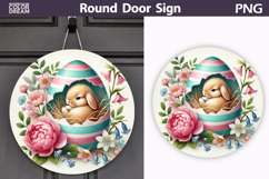 Easter Bunny Round Sign | Spring Door Hanger Product Image 1