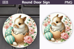Easter Bunny Round Sign | Spring Door Hanger Product Image 1