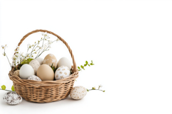 Easter Mockup with Copy Space and Basket with Decorated Eggs Product Image 1