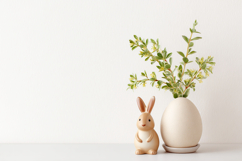 Minimal Easter Mockup with Copy Space, Egg, Bunny Figurine Product Image 1