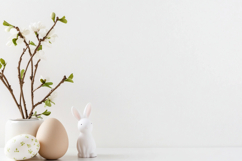 Minimal Easter Mockup with Copy Space, Egg, Bunny Figurine Product Image 1
