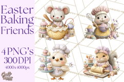 Easter Bakery Critters, Cute Mini World Animals, Pastel Png Product Image 1