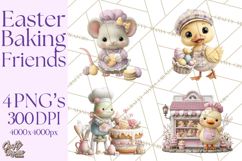 Easter Bakery Critters, Cute Mini World Animals, Pastel Png Product Image 1