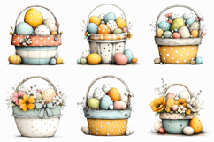 Easter Basket Clipart Set, Easter Sublimation Png Product Image 5