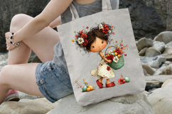 Easter Basket Joy Girl Clipart PNG Product Image 3