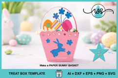 Easter BunnySpring Basket Template Gift Treat Box SVG Product Image 1