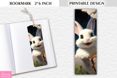 White Bunny Printable Design|3d Cartoon Easter Bookmark Product Image 1