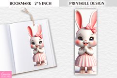 3d White Bunny Printable Design| Cartoon Easter Bookmark Product Image 1