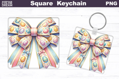 Pastel Easter Bow Square Keychain Sublimation Product Image 1