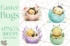 Baby Insects in Easter Eggs, Cute Spring Bug Clipart Png Product Image 1