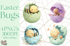 Baby Insects in Easter Eggs, Cute Spring Bug Clipart Png Product Image 1
