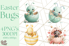 Baby Insects in Easter Eggs, Cute Spring Bug Clipart Png Product Image 1